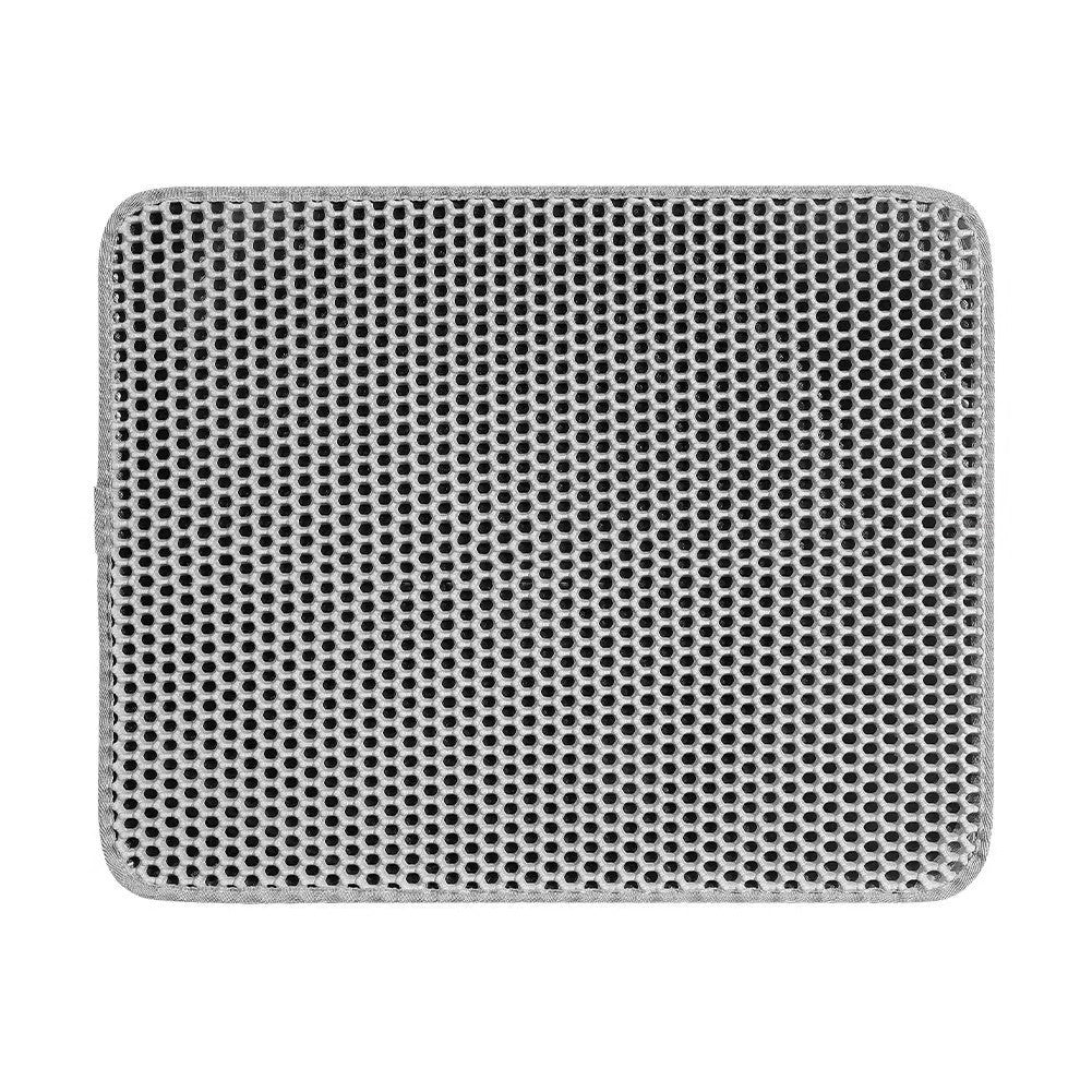 Grey honeycomb cat litter mat, top view