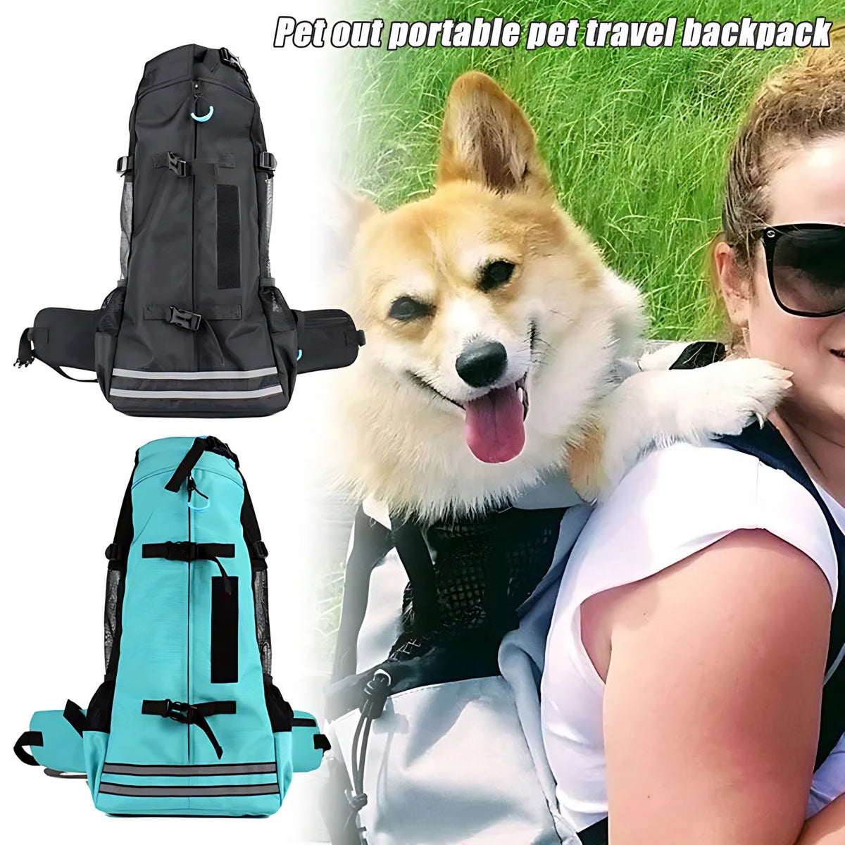 Dog Carrier Backpack: Breathable Expandable Pack for Dogs to 28kg Wagbase
