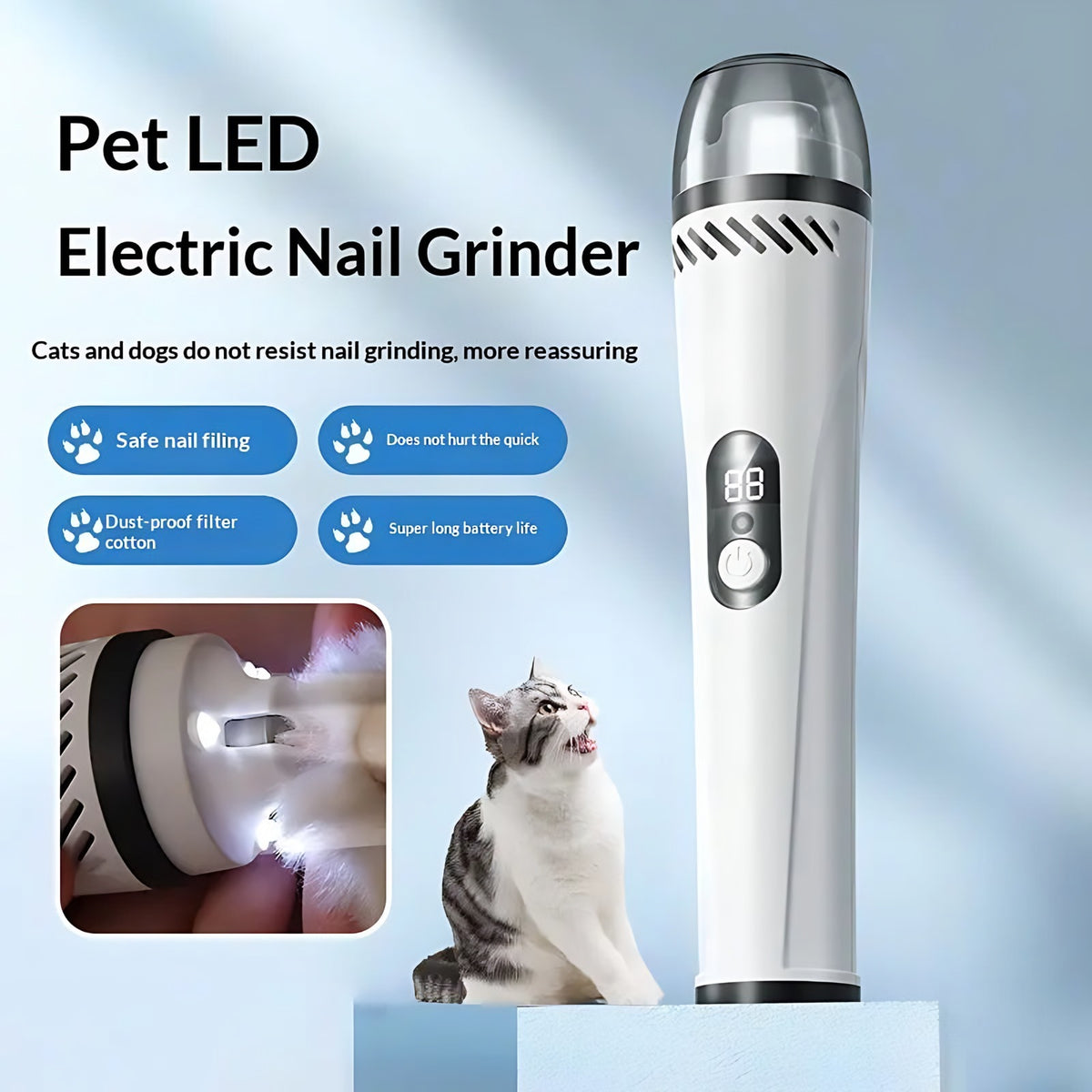Pet Nail Grinder: Electric Nail Trimmer for Cats & Dogs Wagbase