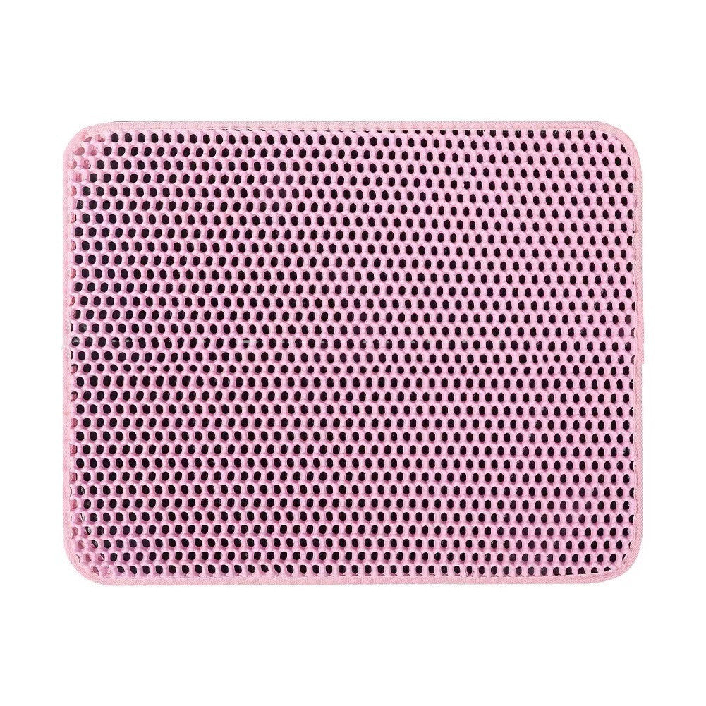Rose pink honeycomb cat litter mat, top view