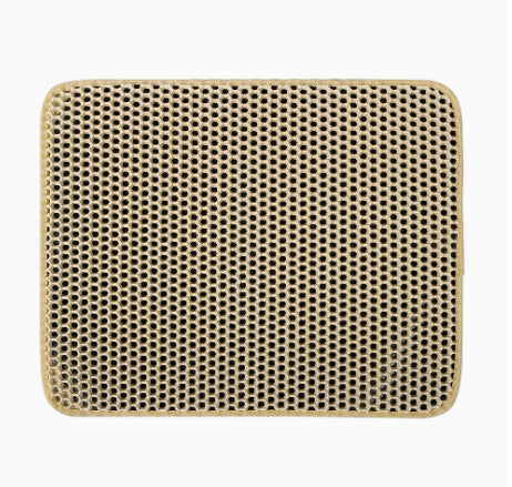 Beige honeycomb cat litter mat, top view