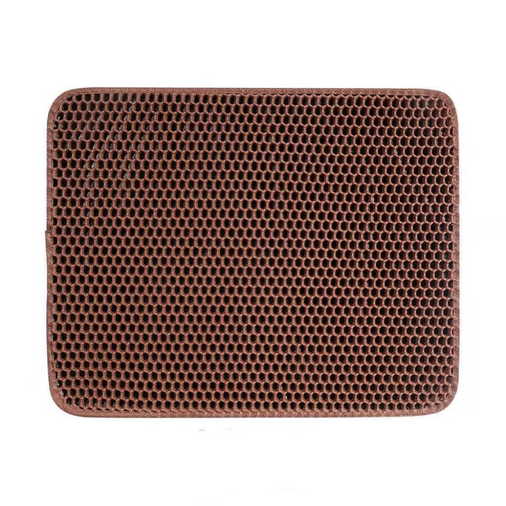 Brown honeycomb cat litter mat, top view