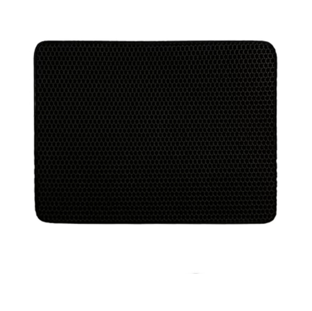 Black honeycomb cat litter mat, top view