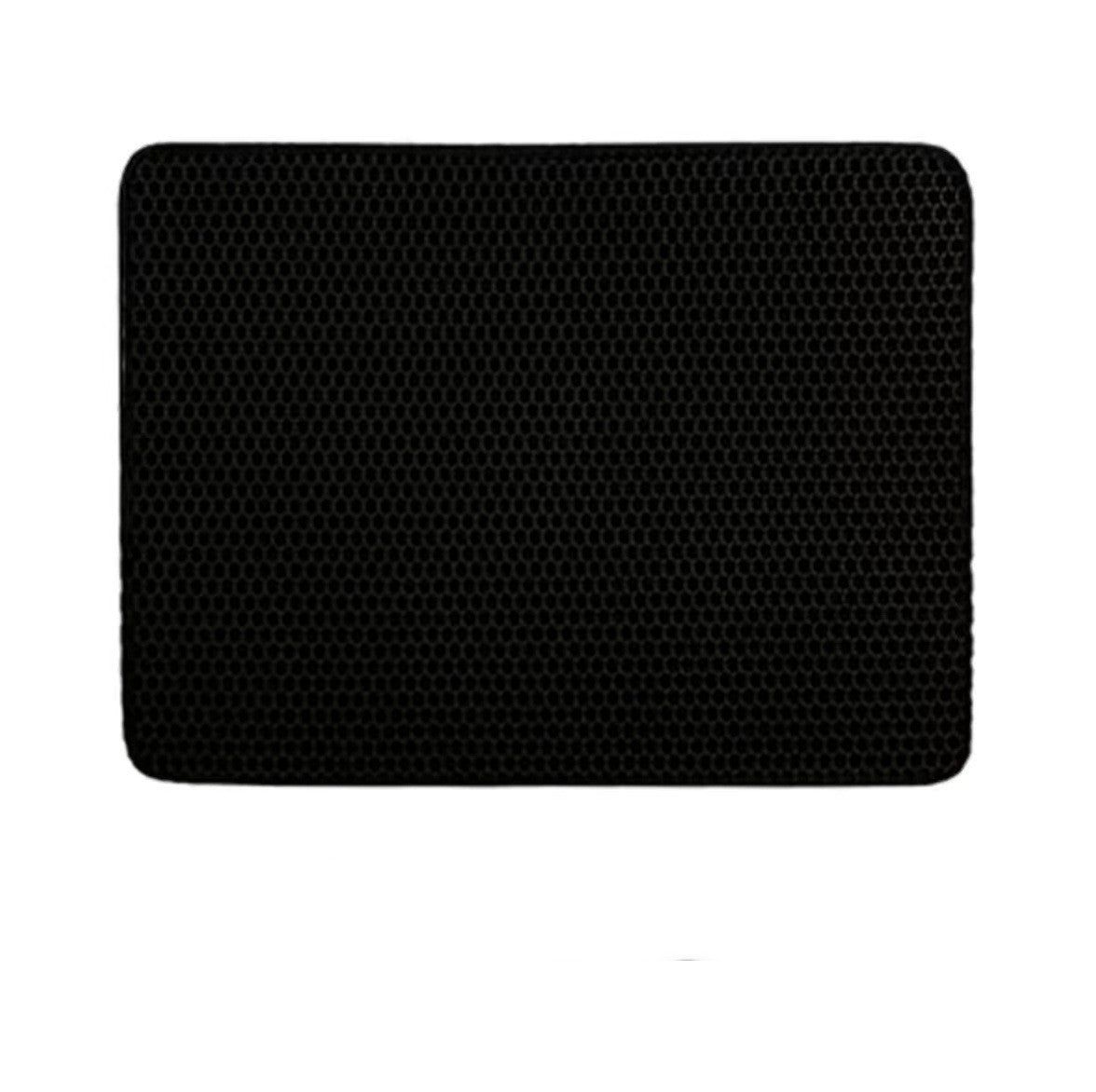 Black honeycomb cat litter mat, top view