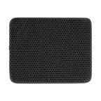 Black honeycomb cat litter mat, close-up top view