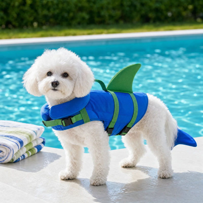 Shark Fin Dog Life Jacket: Buoyancy Vest for Swimming & Boating, XS to 2XL Wagbase