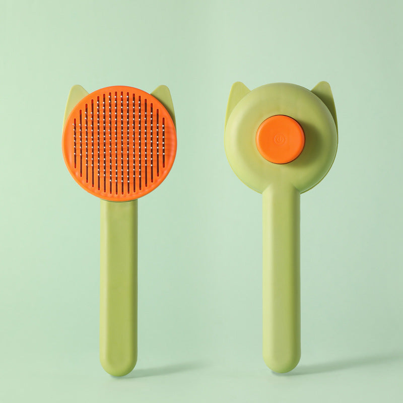 Wagbase deshedding comb with bear-ear handle in green