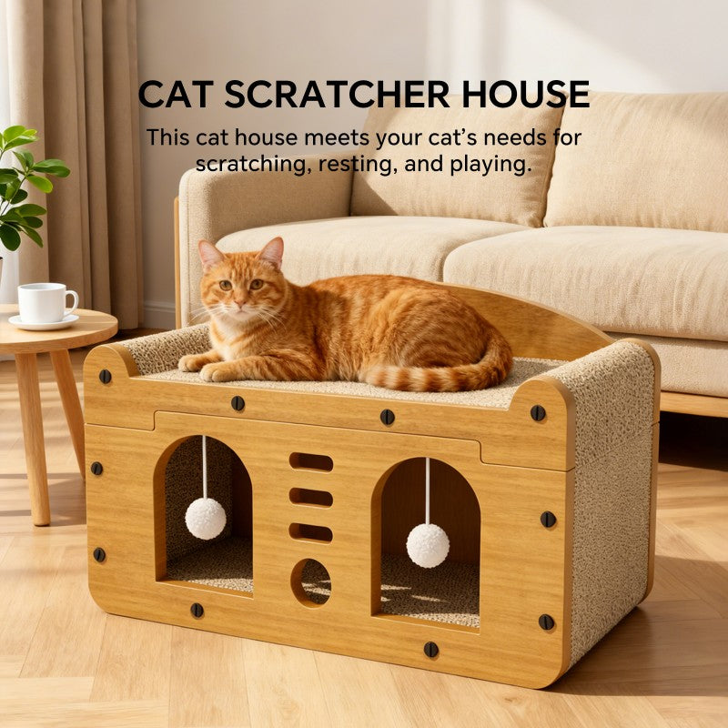 Rope-wrapped scratching panels on the Wagbase cat scratcher sofa