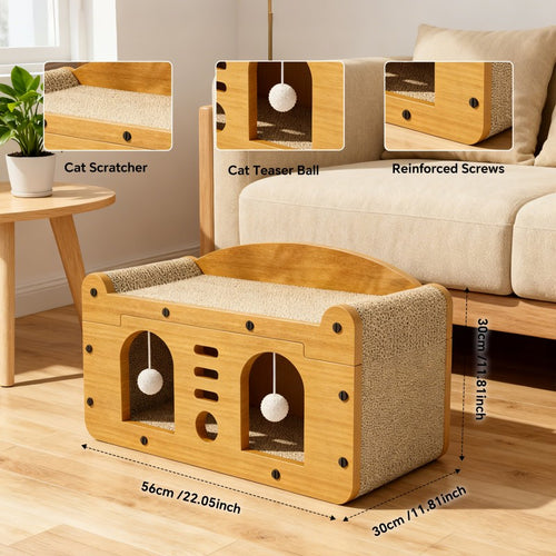 Wagbase double-door cat scratcher sofa for large and multi-cat households