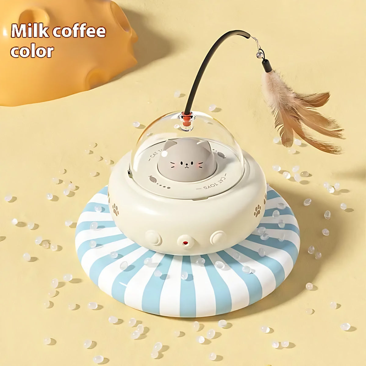 Electric Interactive Cat Teaser Toy: USB Rechargeable Feather Spinner Wagbase