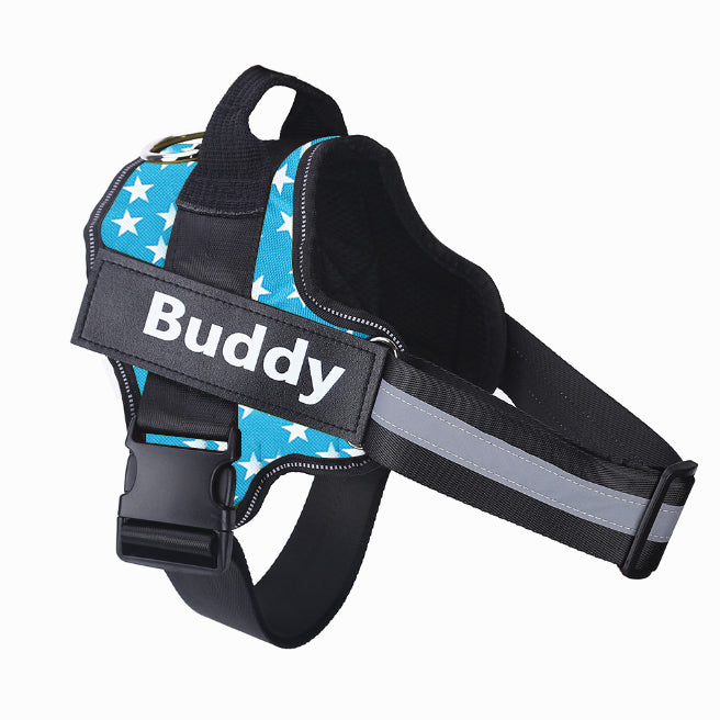 Wagbase no-pull dog harness in blue star print